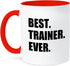 3dRose 11oz Two Tone Red Coffee Mug, Best Trainer Ever Fun Gift for Mentors, Coaches, Appreciation Mug