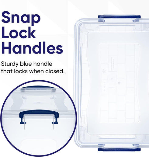 Superio Storage Bins with Lids, Clear Plastic Containers for Organizing, Stackable Totes, 4 Pack, 12 Qt