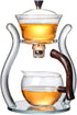 Set Aoheuo Lazy Kungfu Glass Tea Water Diversion Rotating Cover Bowl Semi-Automatic Glass Teapot Suit (crystal glass)