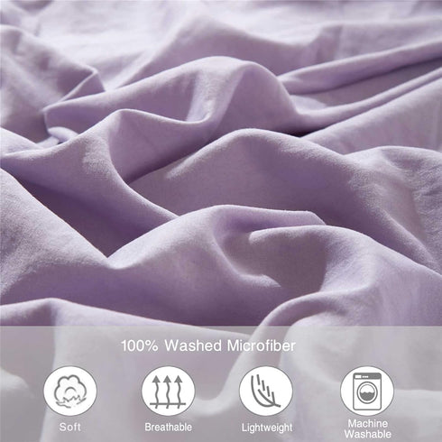 Lavender Standard Size Pillow Shams Set of 2 - Boho Pom Fringe Pillowcases, 20x26 Inch Light Purple Pillowshams