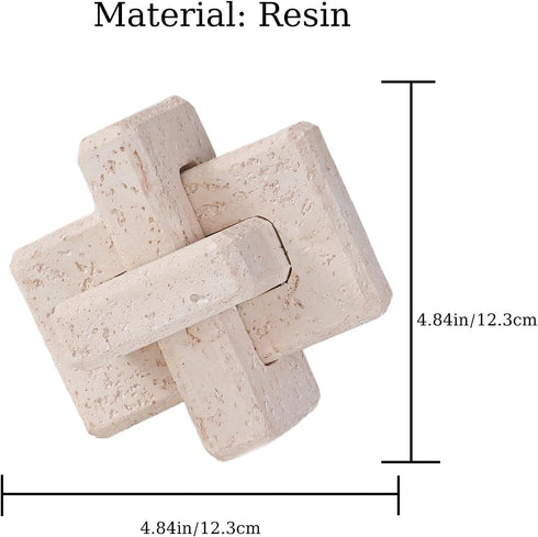 Dneuoir 3-Link Knot Resin Travertine Decor, Coffee Table Decor, Book Shelf Entry Table Decoration, Boho Decorative