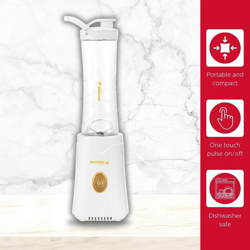 Holstein Housewares Personal Blender, BPA-Free 20oz To-Go Cups, Creamily Smooth Shakes, Golden Elegance Design