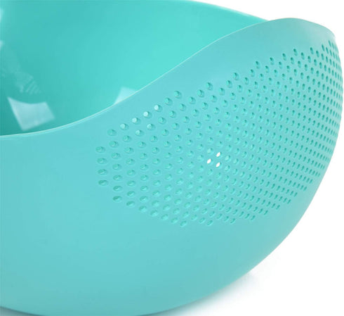 Mintra Home Rice Colander (Teal), Lightweight Strainer for Cleaning Rice, Beans, Fruit, and Vegetables