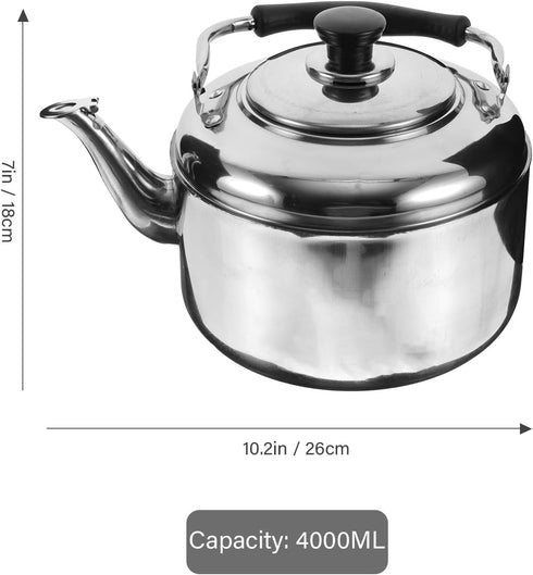 Alipis Stovetop Tea Kettle, 4L Stainless Steel Whistling Water Kettle with Cool Handle, Stove Top Household Water Boiler Water Pot for Home, Kitchen, Cafe (Silver) by Alipis