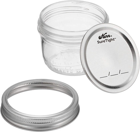 Kerr Wide Mouth Half-Pint Glass Mason Jars, 8-Ounces with Lids and Bands (2 Jar-Pack)