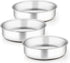 TeamFar 9½ Inch Cake Pan Set of 3, Round Stainless Steel Cake Pans for Baking, Steaming, Serving, Perfect for