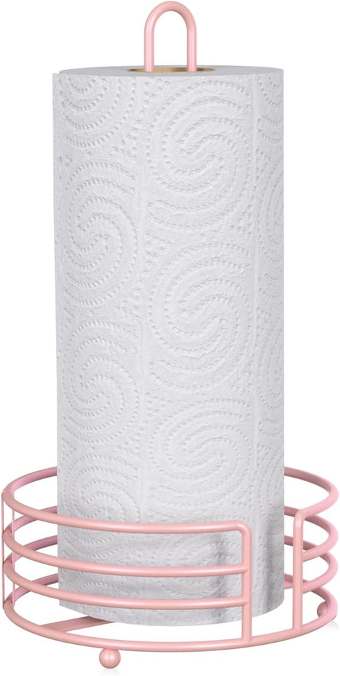 Buruis Paper Towel Holder for Kitchen Countertop, Pastel Pink - One Hand