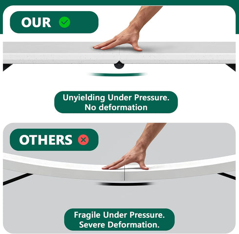 4ft Folding Table - Heavy Duty Fold-in-Half Plastic Table with Adjustable Height, Portable Utility Tables with Steel
