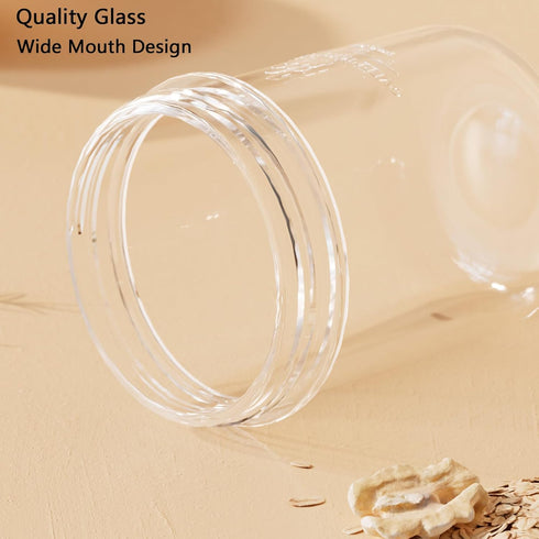 Povinmos 2Pack Handle,14 oz Overnight Oats Containers with Lids and Airtight Oatmeal Container,Mason Jars with Lid