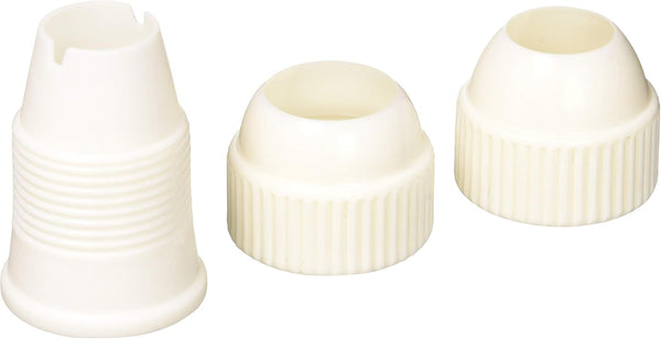 Ateco 3-Piece Medium Plastic Coupler - Fits Medium & Standard Size Decorating Tips