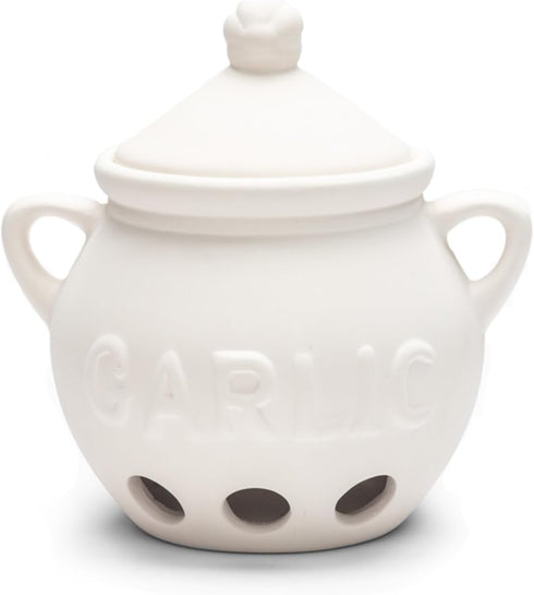 Fox Run Garlic Keeper and Storage, White Ceramic, 5.25" x 4.25" x