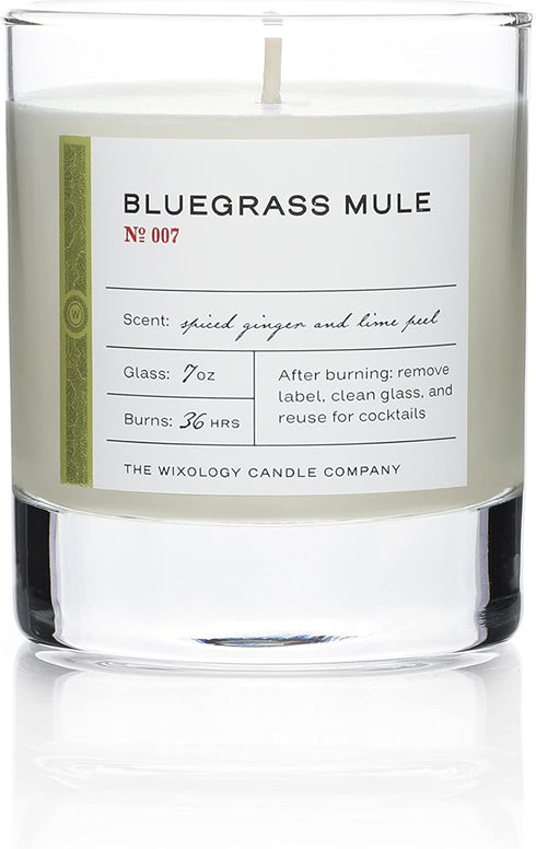 Wixology Cocktail Inspired Bluegrass Mule Soy Candle - Ginger and Lime Scented Candle in Reusable Rocks Glass