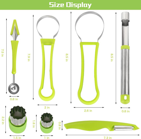 14 Pack Melon Baller Scoop Set, 4 in 1 Stainless Steel Fruit Tool Set for Fruit Slicer, Vegetable Cutter