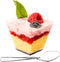 DLux 50 x 2oz Square Mini Dessert Cups with Spoons, Clear Plastic Parfait Appetizer Cup for Tasting Party