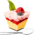 DLux 50 x 2oz Square Mini Dessert Cups with Spoons, Clear Plastic Parfait Appetizer Cup for Tasting Party