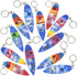 ArtCreativity Wooden Surfboard Keychains, Set of 12 Fun Key Chains for Backpack, Purse, and Luggage