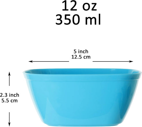 Youngever 9 Pack 12 Ounce Plastic Bowls, Snack Bowls, Kids Plastic Bowls, Set of 9 (9 Rainbow Colors) by Youngever