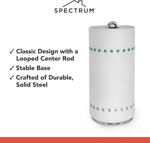 Spectrum Euro Paper Towel Holder, Chrome, Freestanding Countertop Dispenser for Kitchen