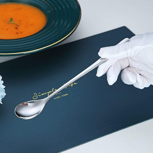 Long Handle Premium Stainless Steel Spoon Set of 6, Coffee Stirrers, Ice Tea, Ice Cream, Cocktail Spoons