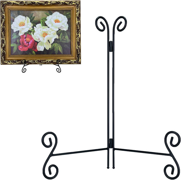12 Inch Plate Stand, Black Metal Picture Frame Easel Display Stand 1 Pack for Home Office Exhibition Reception