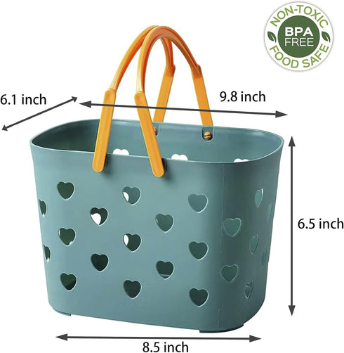 Anyoifax Portable Shower Caddy Tote, Plastic Storage Basket with Handle for Bathroom, Pantry & College Dorm (Blue)