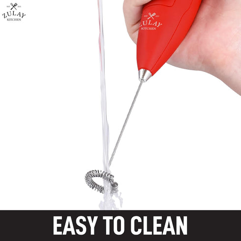 Zulay Double Grip Milk Frother with Holster Stand Handheld Electric Coffee Frother, One-Touch Foam Maker Detachable SS