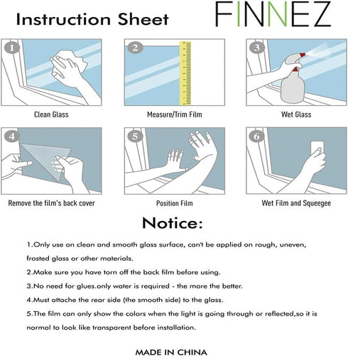 Finnez Frosted Window Film Non-Adhesive, Frosting Privacy Film for Glass Windows, Self Static-Cling Decorative