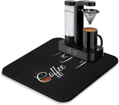 Coffee Bar Mat Accessories for Countertop, Absorbent Rubber Backed Dish Drying Mats for Kitchen Decor