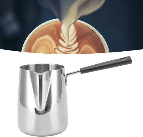 Long Handle Coffee Toroid Pitcher, 304 Stainless Steel Decanter, Rustproof Milk Frother Pitcher for Home Coffee Shop