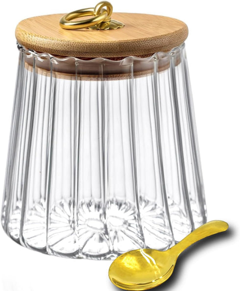 Viovian Glass Storage Jar with Lid and Spoon 22 FL OZ Clear