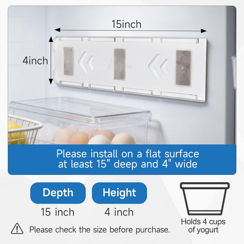 4 3.75 Inch 1 Pack) SOPHICO Organizer for Fridge, Capacity Sliders for Refrigerator, Yogurt Holder With Adhesive Tapes
