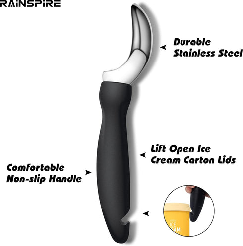 Rainspire Frozen Ice Cream Scoop Stainless Steel with Comfortable Handle, Ice Cream Scooper Heavy Duty, Ice Cream Spade