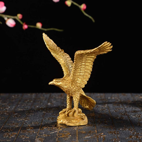 BRABUD Brass Fengshui Handmade Fortune Eagle/Hawk Statue, Home Office Decoration Gift