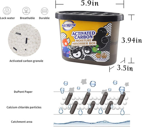 NATRUTH 500mL Moisture Absorber Boxes, Closet Dehumidifier, Eradicate Odor, 9 Packs for Closet, Shoes Box, Bathrooms