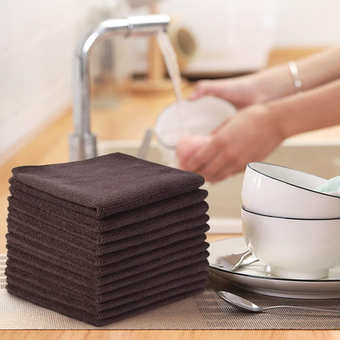 12 Inch 12 Inch 12 Pack SINLAND Absorbent Microfiber Dish Cloth Kitchen No Streak Cleaning Cloth Dish Rags Lens Cloths