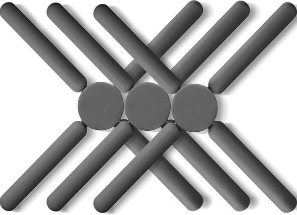 3 Pack Foldable Silicone Trivets, FENGCHEN Non-Slip Collapsible Pot Holder, Gray