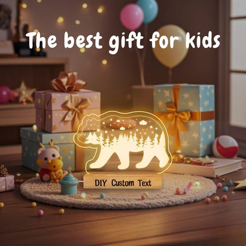 Personalized Night Light for Baby Kids, Custom DIY Name Bear Led Lamp for Girls Boys, Customized Name Night Lights Gift