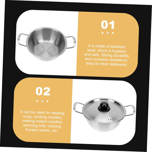 Ciieeo 1 Set Stainless Steel Instant Noodle Pot Pans with Lids Seafood Pot Korean Pots for Cooking Korean Ramen Noodle Pot Soup Pan Korean Noodle Pot Induction Pans Pots and Pans Binaural by Ciieeo