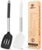 Pack of 2 Silicone Solid Turner, Non Stick Slotted Kitchen Spatulas, High Heat Resistant Cooking Utensils (Black+White)