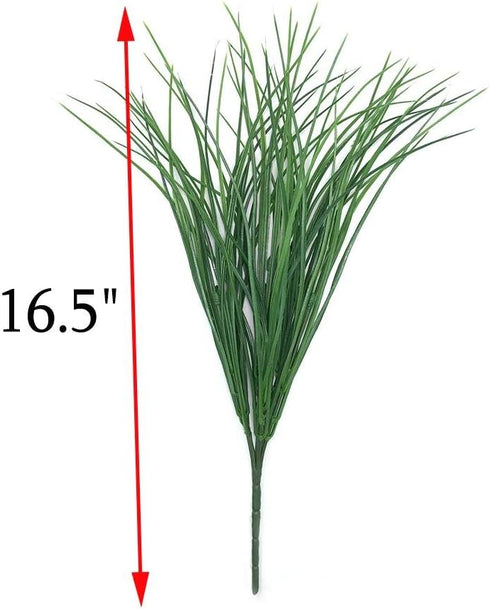 4pcs Artificial Fake Grass Plants Flowers, Faux Plastic Wheat Grass Outdoor UV Resistant Greenery Shrubs for Wedding