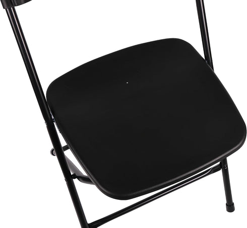 Commercial 650lb Set BTEXPERT Black Plastic Folding Chair Steel Frame High Weight Capacity Event Chair Lightweight