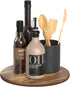 Lazy Susan Turntable for Cabinet, Acacia Wood Lazy Susan Organizer for Table Top, Kitchen Countertop Organizer for