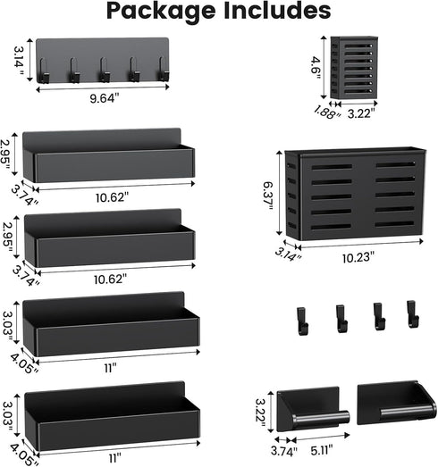 Refrigerator,8 Pack Black(8 Pack) Magnetic Spice Rack for Magnetic Shelf,Fridge Magnet Organizer with Paper Towel