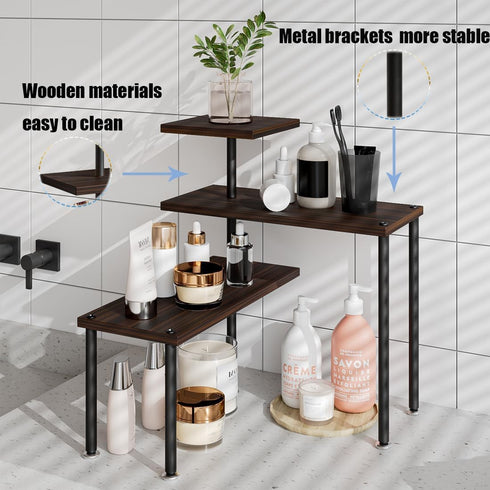 Countertop 3 Organizer Organization Tier Kitchen Corner Shelves Adjustable Spice Storage Rack for Bathroom Coffee Area