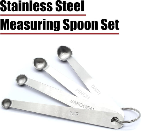 Luomorgo 4 Pcs/Set Stainless Steel Measuring Spoons, Nip 1/64 tsp, Smidgen 1/32 tsp, Pinch 1/16 tsp