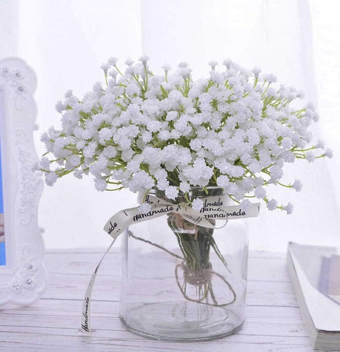 10Pcs 30 Bunches White Babys Breath Artificial Flowers - Real Touch Fake Gypsophila for Wedding Decor