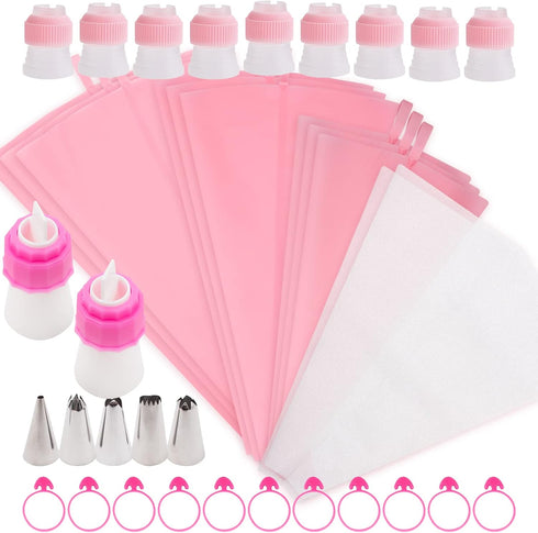 SNAIL GARDEN 38Pcs Silicone Pastry Bags Set, 9Pcs 3 Sizes Reusable Icing Piping Bags, 11 Plastic Couplers, 5 Decorating