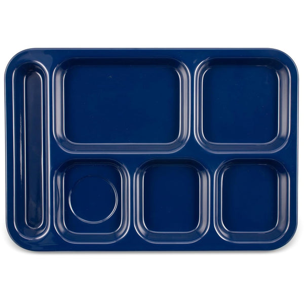 Carlisle FoodService Products Right Hand Melamine Tray - 6-Compartment, 14.5" x 10", Dark Blue