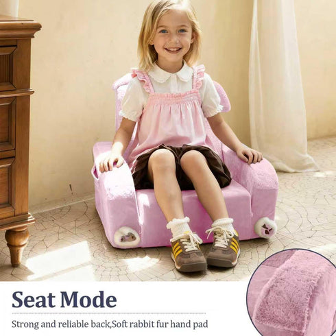 1-3, Kids Couch, Children's Sofa Bed, Folds into a Recliner, Pink Puppy Design, Suitable for Toddlers Aged Birthday