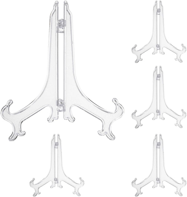 uxcell 8" Acrylic Plate Stands for Display, Easels for Card, Photo Frame, Desktop (5Pcs)